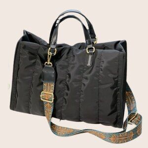 Black Puffer Tote Top Handle Handbag